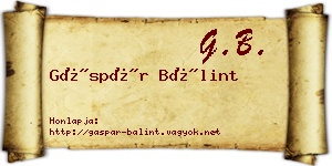 Gáspár Bálint névjegykártya