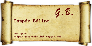Gáspár Bálint névjegykártya